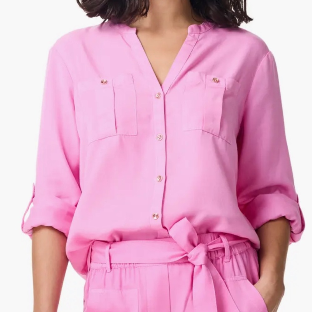 Nic and Zoe Pink utility Blouse new with tags XS